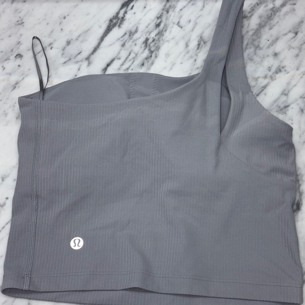 Lululemon tank with bra,Gray One-Shoulder Women's Top, wear out or workout in it